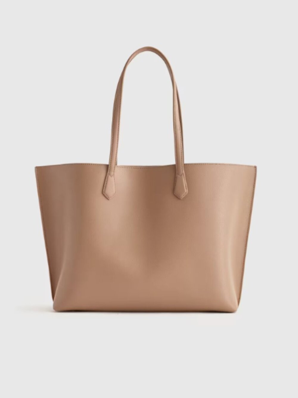 Quince Italian Leather Triple Compartment Shopper Tote - Cappuccino